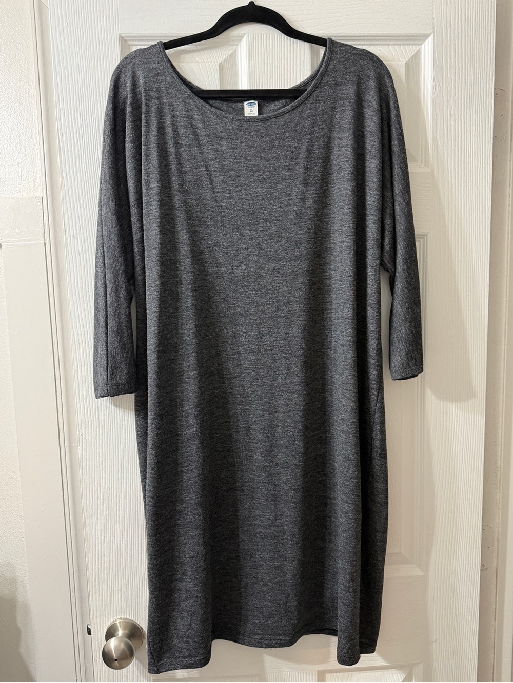 Old Navy Charcoal Gray Midi Scoop-Neck Dress